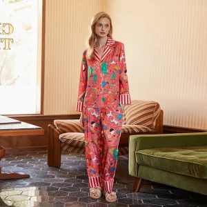 Women & Girls Summer Pajamas Set Soft Satin Lightweight Silk Breathable Button Down Top Pants 2-Piece OEM Custom Logo Sleepwear