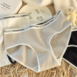 Women’s Briefs “Sweet Girl” Waistband Contrast Trim Soft Breathable Underwear for Daily Wear