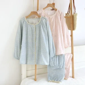 Women’s Casual Printed Pajamas Girls’ 100% Cotton Pajamas Sets Plus Size Loungewear Sets