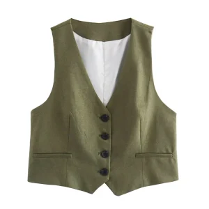 Women’s Clothing Early Autumn New Style Temperament Slim Sleeveless V neck Vest 8759939 8660939