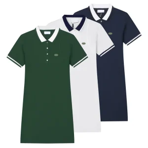 Women’s Cotton Polo Dress Sporty Casual Contrast Collar Short Sleeve T Shirt Dress Summer Tennis Golf Daily Wear
