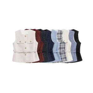 Women’s Fashion Button O-Neck Vest Top Retro Chic Sleeveless Vest