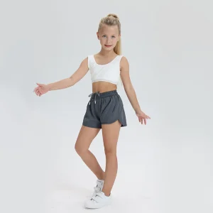 Women’s Girls’ Cross-border Running Shorts Two-piece Anti-running Pocket Elastic for Tummy Control