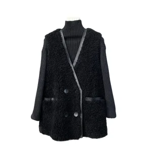 Women’s Lamb Wool Fur Winter Vest Coat Female Girl Warm Sheep Shearling Waistcoat Jacket JT3308
