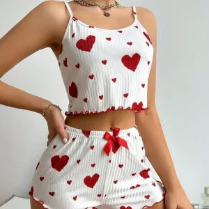 Women’s Pyjamas Fast Delivery Print Heart Pyjamas Women Sleepwear Girls Sleepwears Plus Size Sleepwear for Women