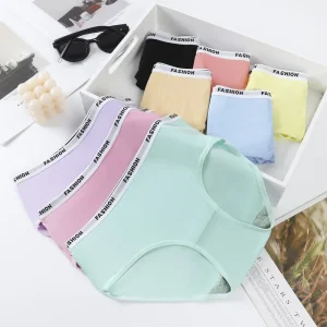 Women’s Seamless Panties Briefs Pure Color Breathable Middle Waist Young Teen Girls Underwear Bralette Panties