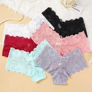 Women’s Sexy Mid Waist Lace Panties Ladies’ Underwear Female Lingerie Women Lace Underwear Sexy Floral Panties Girls Underwear