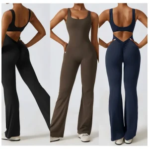 Women’s Sports Bodysuit and Jumpsuit With Wide Leg Long Pants One Piece Design for Girls
