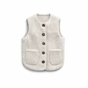 Women’s Teddy Fleece Vest Plush Sherpa Warm Waistcoat with Buttons Casual Sleeveless Winter Jacket Custom Logo
