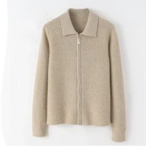 Women’s Zipper Knitted Sweater, Soft Casual Loose Fit