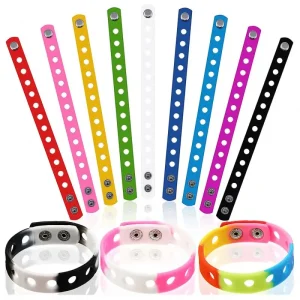 Wristbands Soft Bracelets Accessory Bands for Croc Shoe Charms Kids Party Gifts Adjustable Silicone Bracelet with Hole
