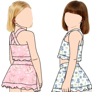 Xinye Customized 2-piece Beach Set for Girls Swimming Sleeveless Girls’ Outfit