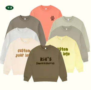 Y X High Quality Custom Embroidery Puff Printing Sweatshirt for Kids French Terry Oversized Blank Boys Girls Hoodie&Sweatshirts