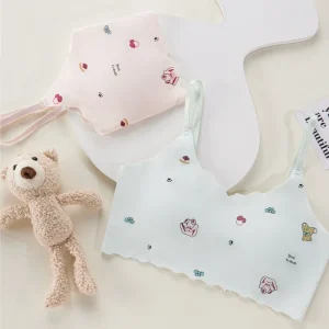 Y9267 Wire Free Thin strap Sweetheart Printed Bra for Teenagers Development Period Middle & High School Girls Underwear