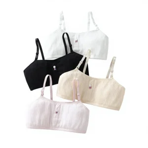 Y9278 Girls’ Underwear Puberty Stage Primary School Students First Stage Wire Free Bra Cotton Full Cup Basic Bra