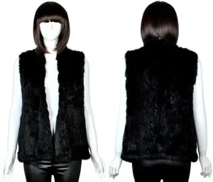 YR374 Custom Colors Woman Girl Real Rabbit Fur Vest Spring Winter Warm Genuine Rabbit Fur Knit Vest