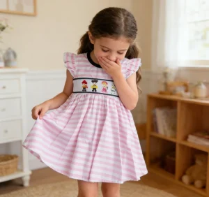 Yihui New Summer Girls’ Floral Smocked Dress Holiday Beach Vacation Dress with Flutter Sleeves for 1 8Years Kids