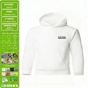 Youth Blank Fleece Pullover Hoodie Custom Printed Logo Hooded Sweatshirt for Boys and Girls