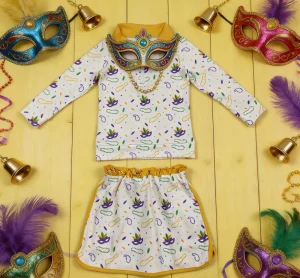 Z101 07 GLD1370 Kids Girls Outfit Long Sleeve Top With Pants Set Children Boutique Clothes
