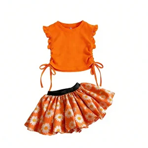 Zhengpai New Style Baby Sweet Outfit Girls Clothes Summer Two Pieces Set Skirt Top Outfit
