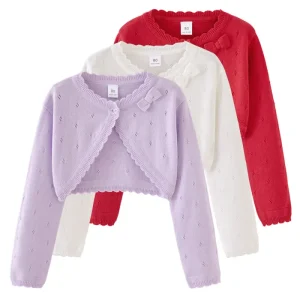 ai girl 100%cotton Vintage Bow Air conditioning cardigan girls cozy breathable Cape Summer Thin Sweater Jacket